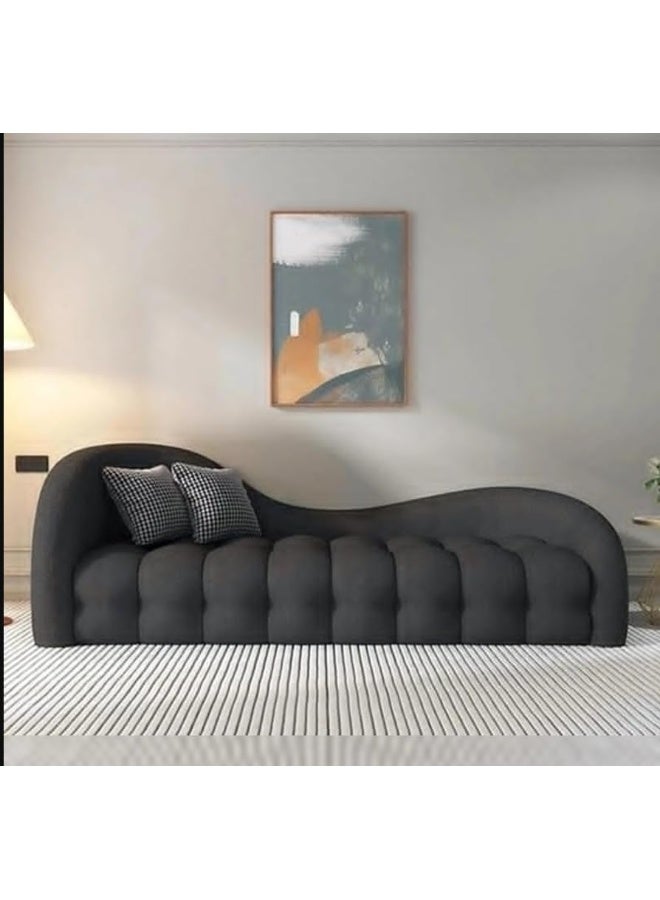Zayn comforts Curved Design Wool Fabric 3 seater Sofa Set  Modern Elegance & Comfort (Black, 240cm) - Image 1