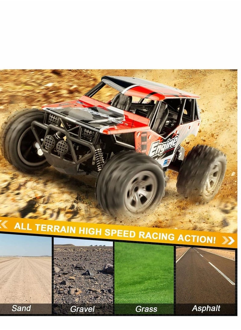 Excefore Remote Control Car, RC Cars Remote Control Truck, 2.4GHZ 1:18 Fast Racing Monster Car, Off Road Radio RC Cars for Boys with 4 Batteries for Kids Teens Adults Toys  - Image 5