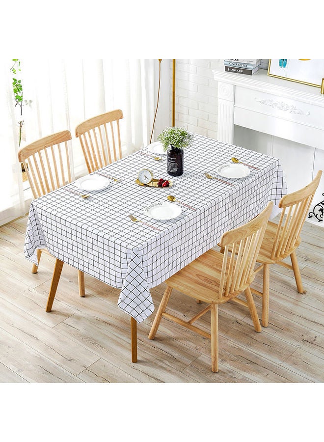NIBEMINENT Checkerd Pattern Waterproof Table Cloth White/Black 120x160cm - Image 1