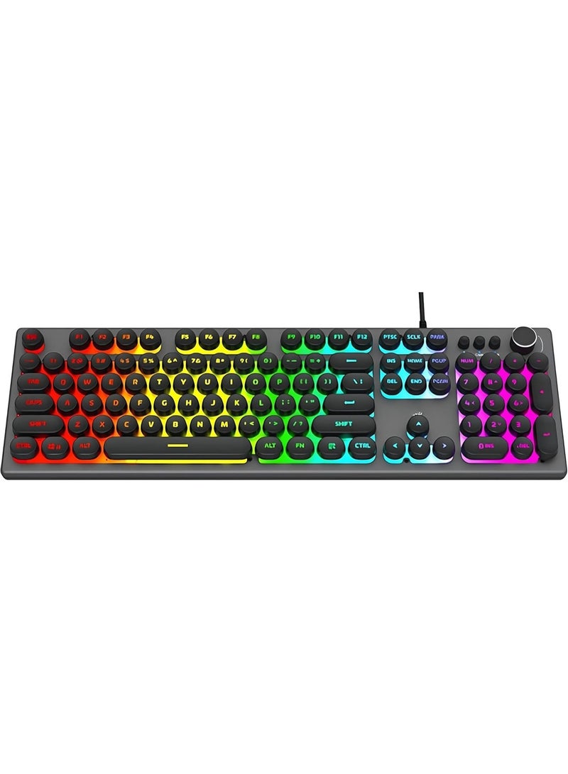 LED Backlit Keyboard with 108 Round Keys – Durable Design, Multi-OS Compatible for PC, Laptop & Gaming (Black) - Image 1