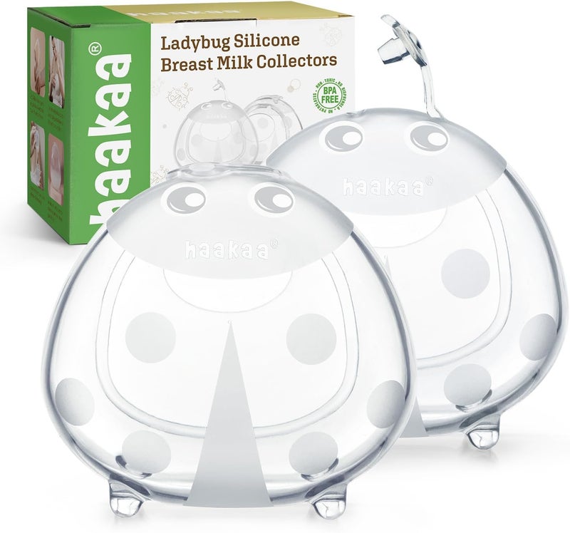 haakaa Ladybug Silicone Breast Milk Collector - Wearable Nursing Cups for Large Milk Supply, Reusable, Extra-Soft & Skin-Friendly (150ml, 2PCS) - Image 1