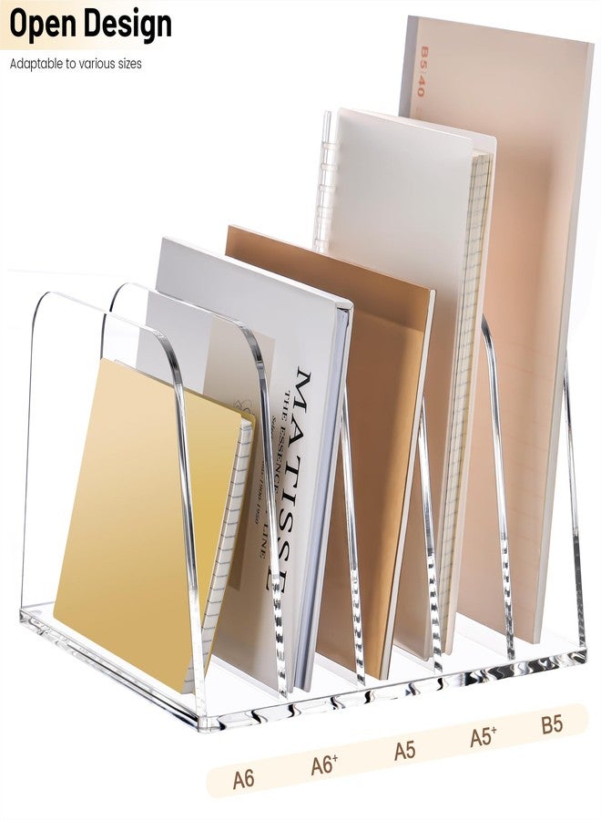 YUXUN Clear Acrylic Desktop File Sorter Organizer,Upright File Organizer, 5-Section Bookshelf for Home Office & Classroom - Image 3
