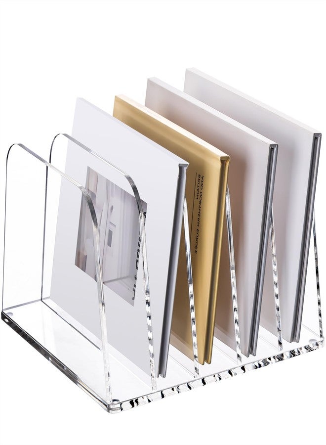 YUXUN Clear Acrylic Desktop File Sorter Organizer,Upright File Organizer, 5-Section Bookshelf for Home Office & Classroom - Image 1