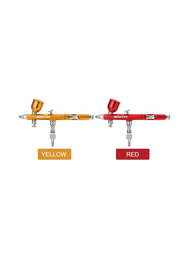 Airbrush Kit，0.3mm Gravity Feed Gun Air Compressor Brush Spray Dropper，Protable Sandblasting Tools， for Art Paint Nail Beauty Makeup Painting Cake Decoration Yellow  - Image 5