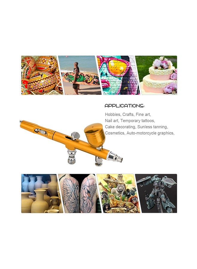 Airbrush Kit，0.3mm Gravity Feed Gun Air Compressor Brush Spray Dropper，Protable Sandblasting Tools， for Art Paint Nail Beauty Makeup Painting Cake Decoration Yellow  - Image 3