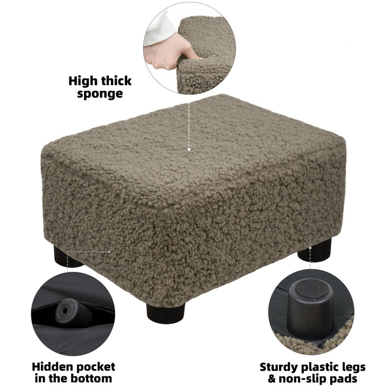 CAROLMADE Small Foot Stool Ottoman Footstool with Legs Under Desk Footrest for Living Room Bedroom and Office, Soft Coffee - Image 4