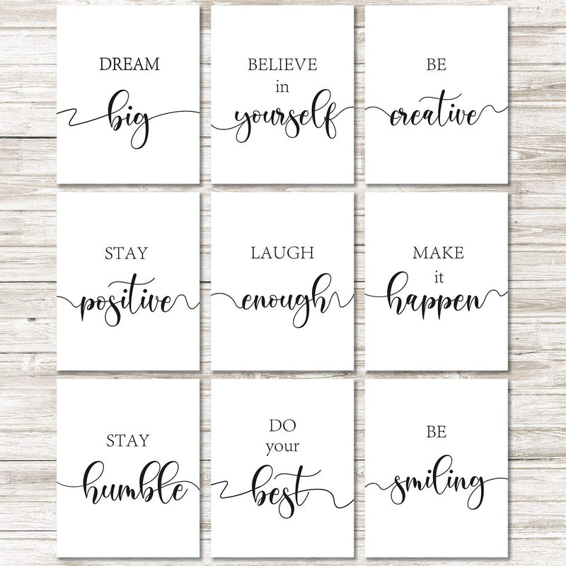 Outus 9 Pieces Spiritual Inspirational Wall Decals Motivational Wall Stickers Positive Quotes Sayings Phrases Wall Art Decorations for Library Home School Office, 8 x 10 Inches - Image 1