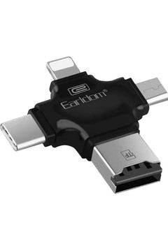 Earldom All in One Multi-function External Card Reader for iOS Lightning Connector, Micro, Type-C and USB in Black