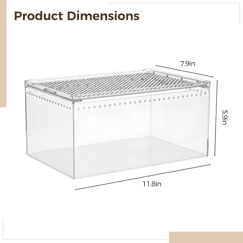 Transparent Spider Cage, Acrylic Reptile Terrarium 11.8 X 7.9 X 5.9 in, Snake, Insect Breeding Box, 30 X 20 X 15 Cm Enclosure - Image 3