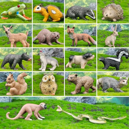 SCAHOW 18Pcs Forest Animals Figures Plastic Woodland Creature Toy Figurines for Kids Boys Girls 35 612 Small Jungle Animal Baby Figurines for CakeCupcake Topper Birthday Gift - Image 5
