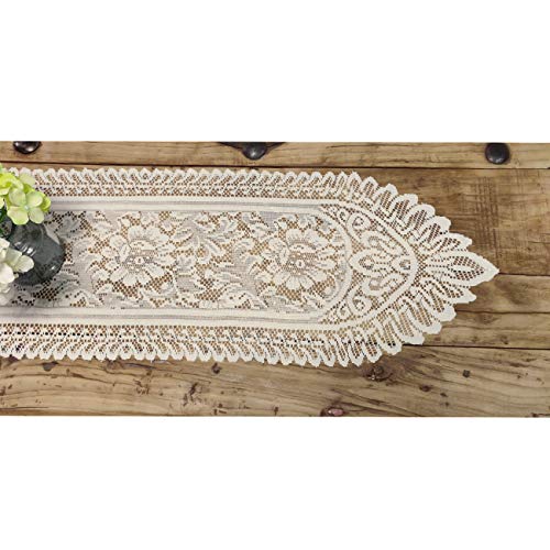Tinsow 2 Pack Cotton Crochet Lace Rectangular Table Runner Dresser Scarf Doilies (Beige Without Tassels) - Image 2