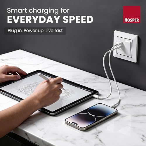 Hosper 22W Fast Charging Wall Charger | Dual Port USB Type C Adapter Modular Socket | Power Socket with USB for Modular Switch Board & Wall Socket – White - Image 4