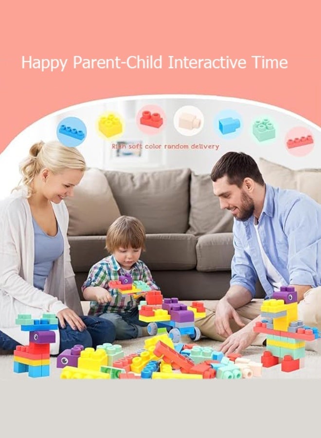 مس تيارا مكعبات بناء مطاطية ناعمة لتعليم الطفولة المبكرة، 50 قطعة، قابلة للغلي والمضغ، تُستخدم لبناء أحجار حسية متراصة لمرحلة ما قبل المدرسة. ألعاب تعليمية للأطفال الرضع والأطفال الصغار، ألعاب مونتيسوري التعليمية الحسية للأطفال من سن 1 إلى 3 سنوات، مع دلو تخزين. - Image 4