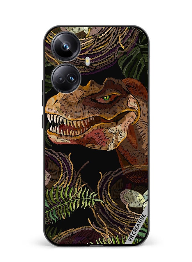 VR CREATIVE Protective Case Cover For Realme 10 Pro Plus Tyrannosaurus Rex Head, Palm Leaves And Eggs In Bird Nest Design Multicolour - Image 1