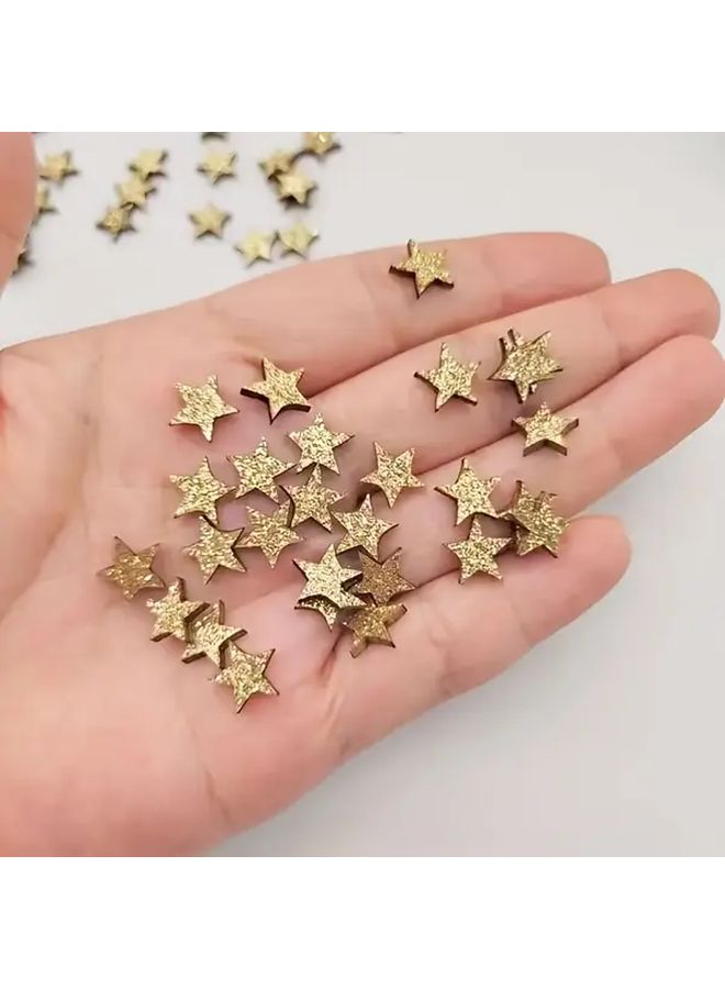 Golden Wooden Glitter Star Beads 220pcs For Jewelry Making Christmas Holiday Party Decorations - Image 2