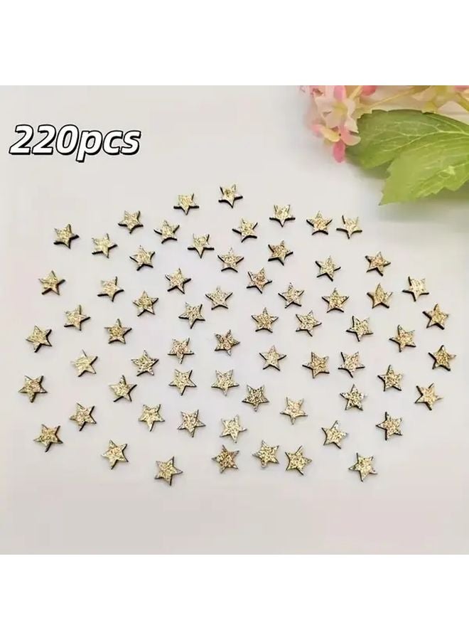 Golden Wooden Glitter Star Beads 220pcs For Jewelry Making Christmas Holiday Party Decorations - Image 1