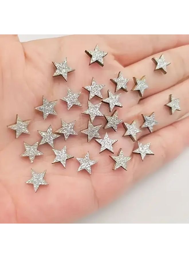 Golden Wooden Glitter Star Beads 220pcs For Jewelry Making Christmas Holiday Party Decorations - Image 3
