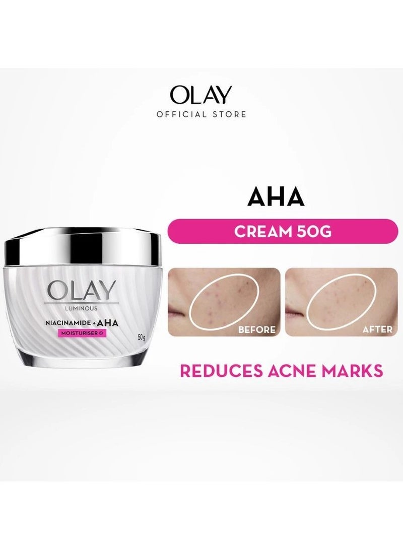 Olay Luminous Niacinamide + AHA Face Cream Moisturizer 50g (Reduce Acne Marks, Skin Care) - Image 2