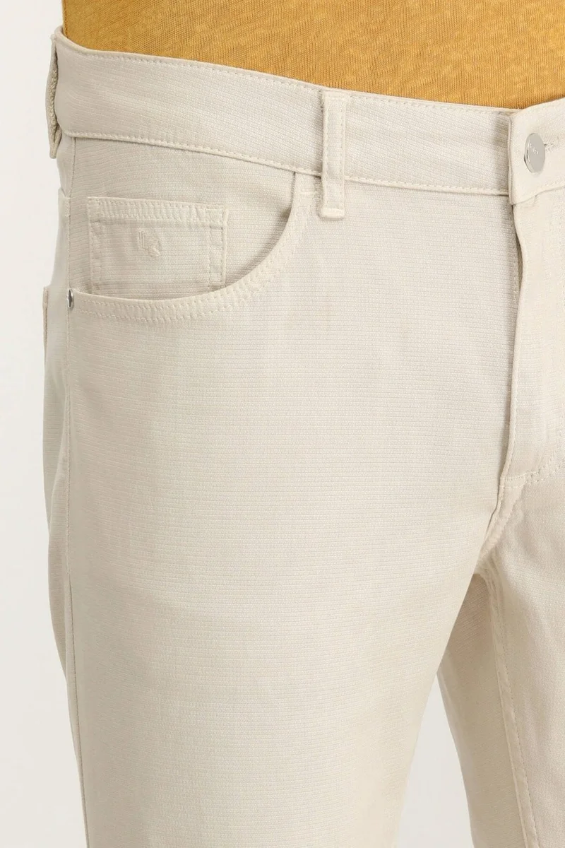 Kip Men's Woven Slim Fit Casual Cotton Blend Trousers