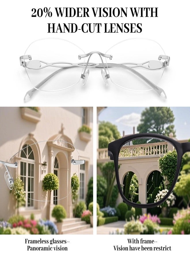 نظارات قراءة LUFF بدون إطار، مناسبة للرجال والنساء، تحجب الضوء الأزرق، مصنوعة من المعدن الخفيف، نظارات كلاسيكية لأجهزة الكمبيوتر، مضادة لإجهاد العين. - Image 3