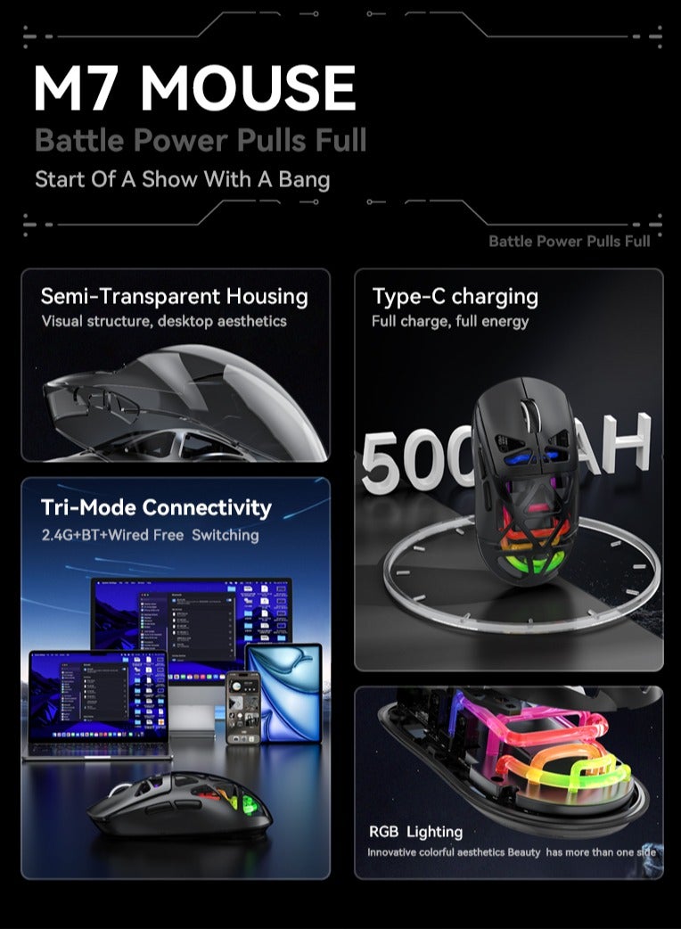 كابتن تيك ماوس ألعاب لاسلكي خفيف الوزن، 36 ألف نقطة في البوصة، 93 جرام، خفيف للغاية - بطارية تدوم 300 ساعة، ماوس (2.4 جيجا هرتز/لاسلكي/سلكي) لنظام التشغيل Windows/Mac/Android/IOS - أسود - Image 3
