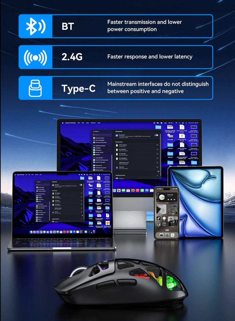 كابتن تيك ماوس ألعاب لاسلكي خفيف الوزن، 36 ألف نقطة في البوصة، 93 جرام، خفيف للغاية - بطارية تدوم 300 ساعة، ماوس (2.4 جيجا هرتز/لاسلكي/سلكي) لنظام التشغيل Windows/Mac/Android/IOS - أسود - Image 5