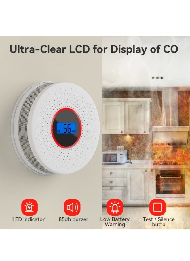 Generic - Combination and Carbon Monoxide Alarm Detector, Dual Sensor CO Detector Battery Powered with LCD Display Sound Warning for Home,School,Office - Image 1