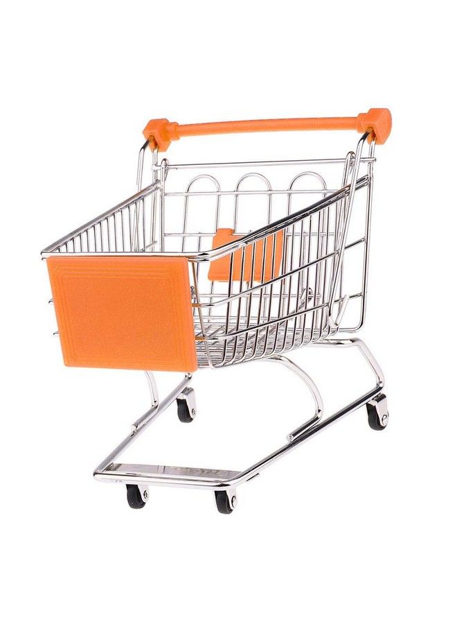 Taotenish Mini Shopping Cart Miniature Supermarket Handcart Shopping Utility Cart Storage Toy for Kids - Orange - Image 2