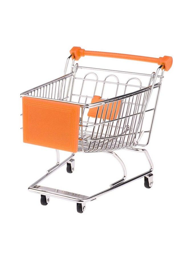 Taotenish Mini Shopping Cart Miniature Supermarket Handcart Shopping Utility Cart Storage Toy for Kids - Orange - Image 5