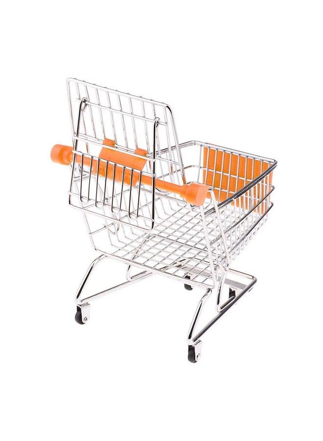 Taotenish Mini Shopping Cart Miniature Supermarket Handcart Shopping Utility Cart Storage Toy for Kids - Orange - Image 3