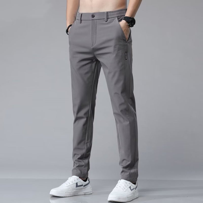 Summer Ice Silk Mens Slim Casual Pants Dark gray - Image 1