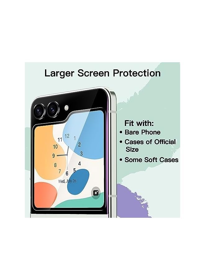 Jetech Front Screen Protector for Galaxy Z Flip 5, 9H Tempered Glass Film, Anti-Scratch, HD Clear, 3-Pack - Image 2
