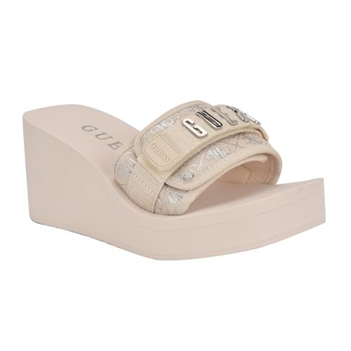 Guess Women's DELLEAN Wedge Sandal, Light Natural/Silver 110, 10 - Image 1