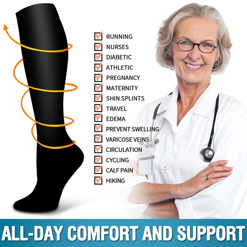 Bluemaple 6 Pack Copper Compression Socks for Women and Men Circulation-Best Support for Medical,Running,Nursing,Athletic - Image 5