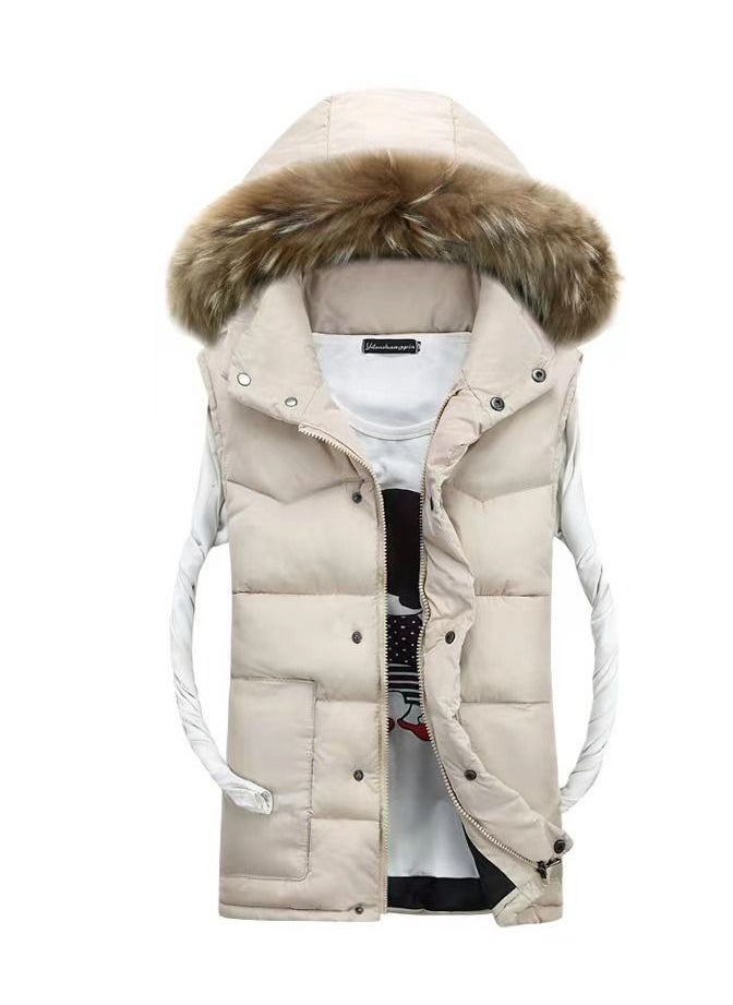 Loquat Women Winter Fashion Simple Thickened Hooded Vest 