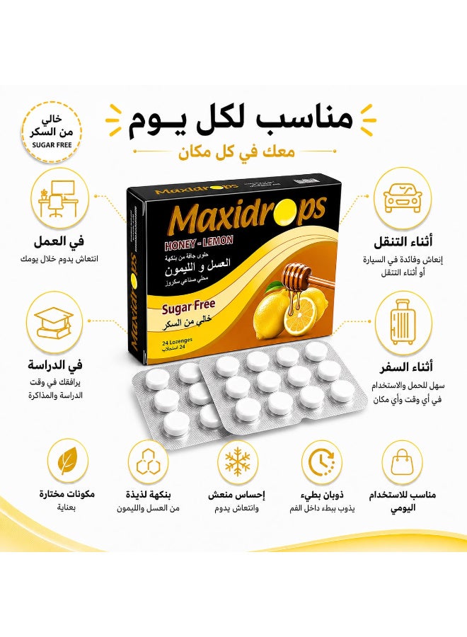 Maxidrops Honey & Lemon Lozenges – Sugar Free – Vitamin C, Menthol, Peppermint Oil, Lemon Oil & Ginger Oil – 24 Lozenges - Image 5