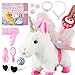 HCdoujoy White Unicorn Toys for Girls Toy Set Singing Walking Electronic Plush Unicorns with Control Leash Pretend Dress Up Animated Stuffed Unicorn Gift for KidsToddler Kids 3 4 5 6 Years - Image 2