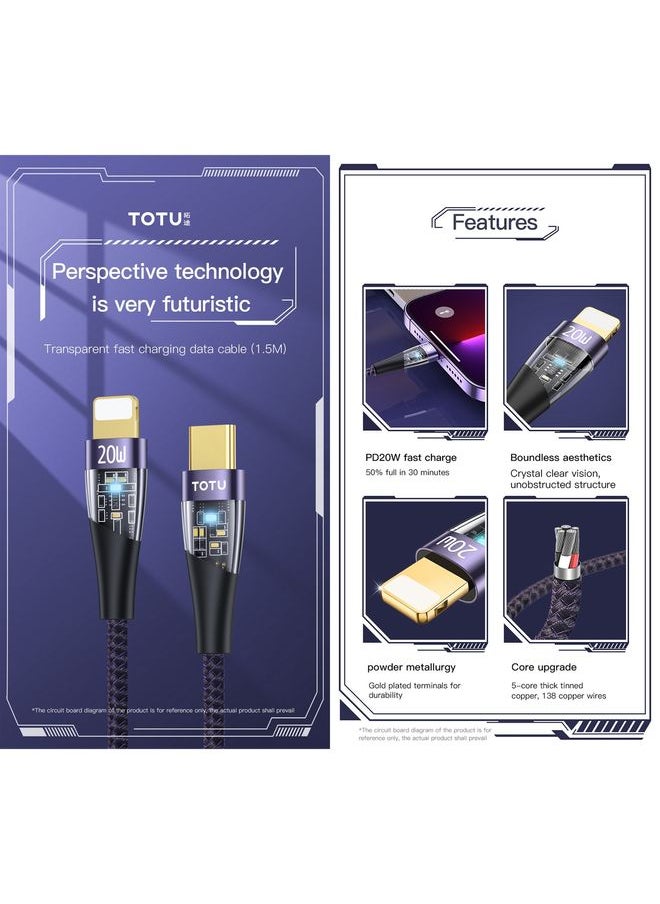 Totu TOTU BPD-011 Ming Series PD 20W Type-C to 8 Pin Fast Charging Data Cable Length:1.5m(Black)  - Image 2