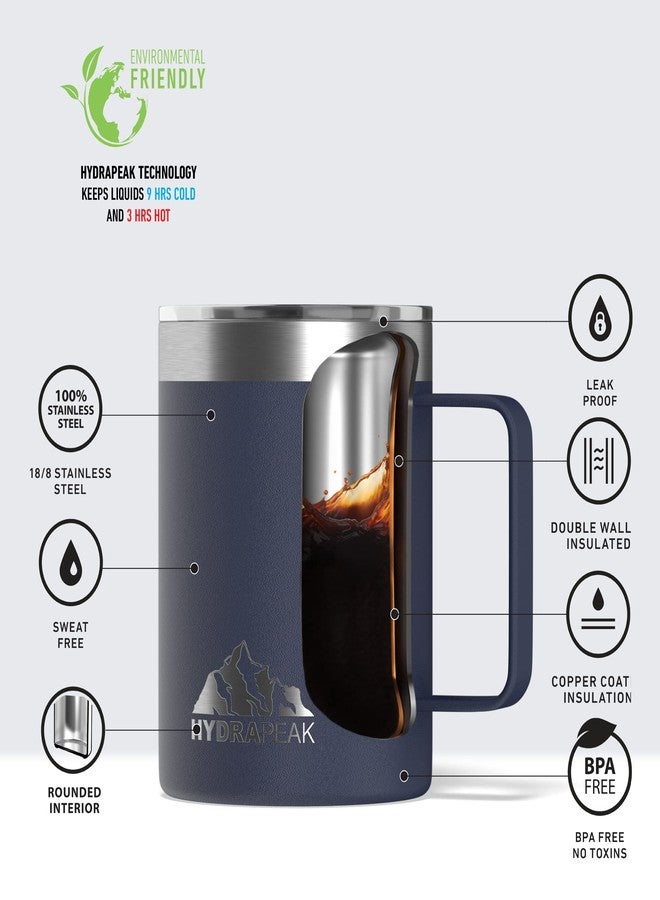 Hydrapeak 14oz Insulated Travel Mug with Splash Proof Lid, Stainless Steel Double Walled Coffee Mug, Navy - Image 4