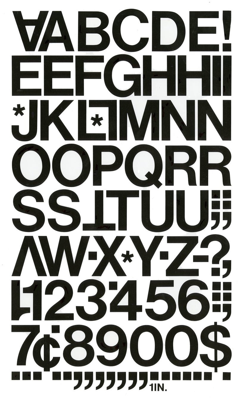 Chartpak Self-Adhesive Vinyl Capital Letters and Numbers, 1 Inch High, Black, 88 per Pack (01030) - Image 2