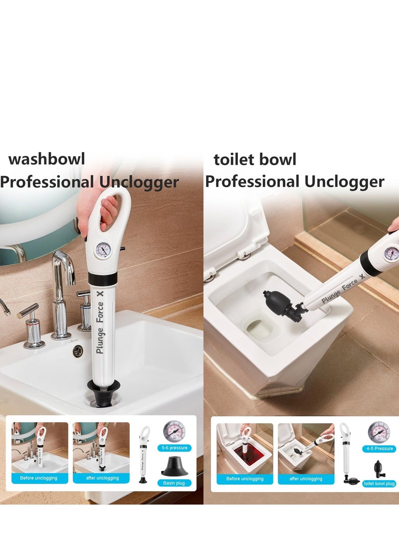 KASTWAVE - Toilet Plunger, High Pressure Drain Unblocker with Visual Air Pressure Gauge, Multipurpose Clog Remover for Bathrooms, Sinks, and Drains Plumbing Clogs - Image 1