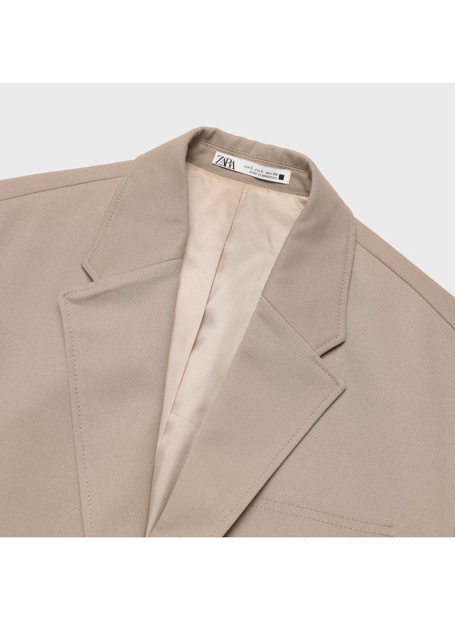 Zara جاكيت بدلة سليم فيت بأكمام طويلة للرجال بتصميم عصري فاخر - Image 4