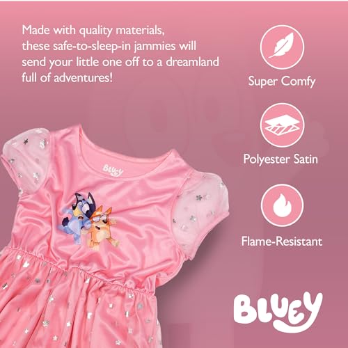 Bluey Girls' Fantasy Gown Nightgown, BLUEY FRIENDS, 4T - Image 2