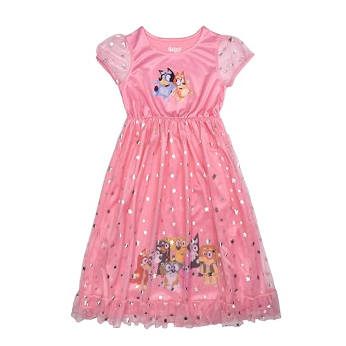 Bluey Girls' Fantasy Gown Nightgown, BLUEY FRIENDS, 4T - Image 1