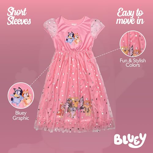 Bluey Girls' Fantasy Gown Nightgown, BLUEY FRIENDS, 4T - Image 3