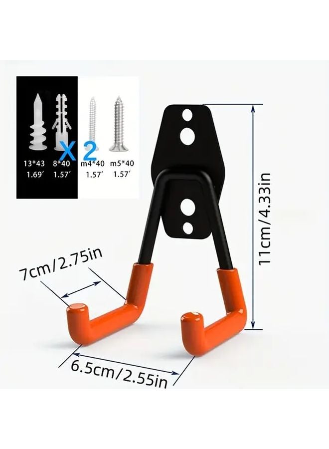 Orange Heavy Duty Garage Wall Hook Set 3 Hooks 3 Accessories Space Saving Organizer - Image 1