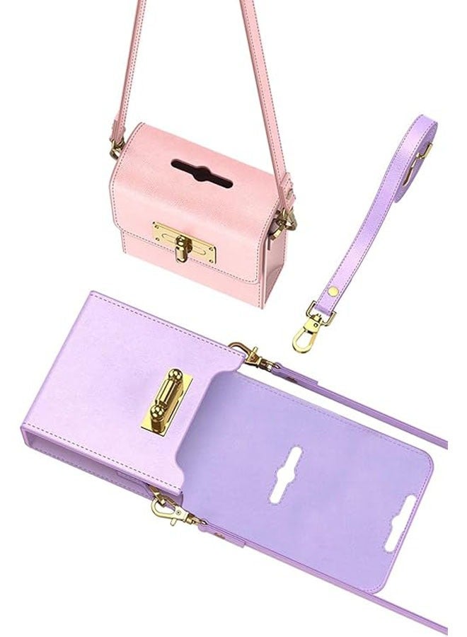 Storage backpack compatible with Samsung Galaxy Z Flip 6, Folding Storage Backpack Phone Case with Shoulder Strap, Samsung Galaxy Z Flip 1/Flip 2/Flip 3/Flip 4/Flip 5 Crossbody Bag