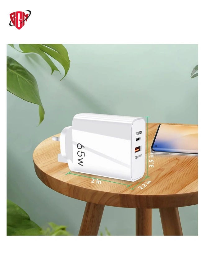 BGM USB C Plug,YHYCC 65W USB C Fast Charger,PD3.0 Type C Super Fast Charger Wall Plug,Dual Port USB Plug Charger for iPhone 14, Samsung, Cell Phones, Mobile Power Bank,iPad,Tablets, Headphones,etc - Image 4