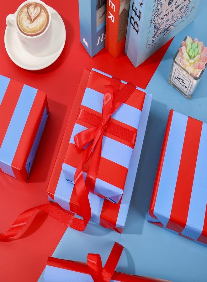 Whaline 6 Sheets Red Blue Striped Wrapping Paper -Not Roll- Gift Wrap Paper Folded Flat for Baby Shower Birthday Party DIY Crafts, 27.6 x 39.4 Inch - Image 4