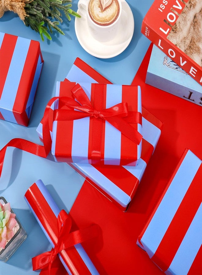 Whaline 6 Sheets Red Blue Striped Wrapping Paper -Not Roll- Gift Wrap Paper Folded Flat for Baby Shower Birthday Party DIY Crafts, 27.6 x 39.4 Inch - Image 5